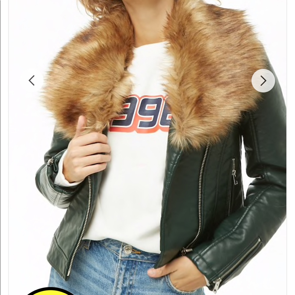 Faux fur moto jacket BLACK